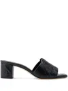 Alexander Mcqueen Black Slip-on Sandals With Embossed Logo In Padded Leather Woman