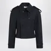 Alexander Mcqueen Alexander Mc Queen Short Double Breasted Navy Blue Jacket In Blue