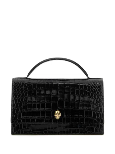 Alexander Mcqueen Alexander Mc Queen Skull Black Calf Leather Small Hand Bag