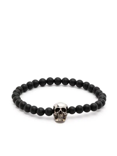 Alexander Mcqueen Alexander Mc Queen Skull Black Silver Bracelet