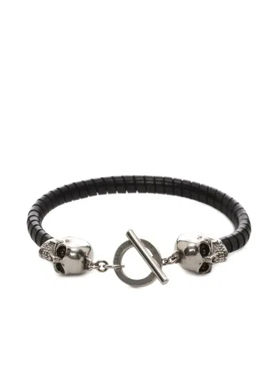 Alexander Mcqueen Alexander Mc Queen Skull Black Silver Bracelet