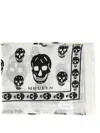 Alexander Mcqueen Alexander Mc Queen Skull Ivory Black Silk Scarf