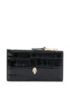 Alexander Mcqueen Alexander Mc Queen Skull Zip Crocodile Effect Leather Credit Card Case