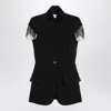 Shop Alexander Mcqueen Alexander Mc Queen Sleeveless Jacket In Black/ivory Spider Web Lace