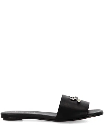 Alexander Mcqueen Alexander Mc Queen T Bar Silver Black Open Toe Sandals