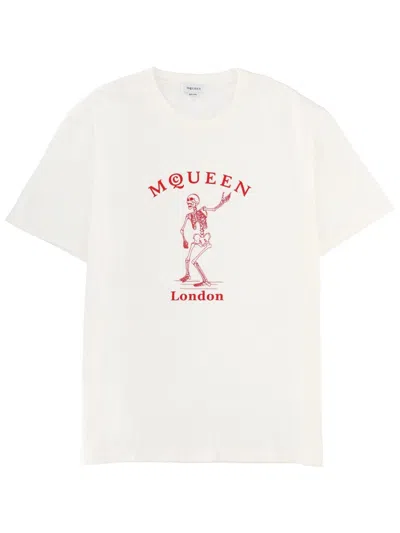 Alexander Mcqueen Skull Graphic Crew Neck Cotton T Shirt In White