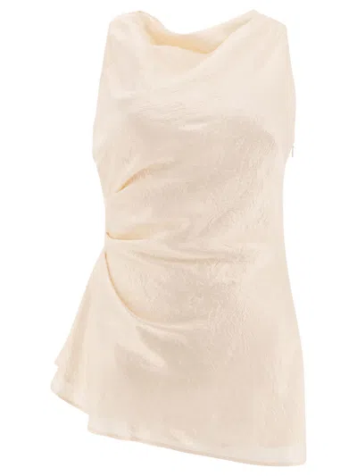 Alexander Mcqueen Draped Sleeveless Top Asymmetric Detail In White