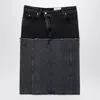 Alexander Mcqueen Mcqueen Two-tone Low Rise Denim Midi Skirt