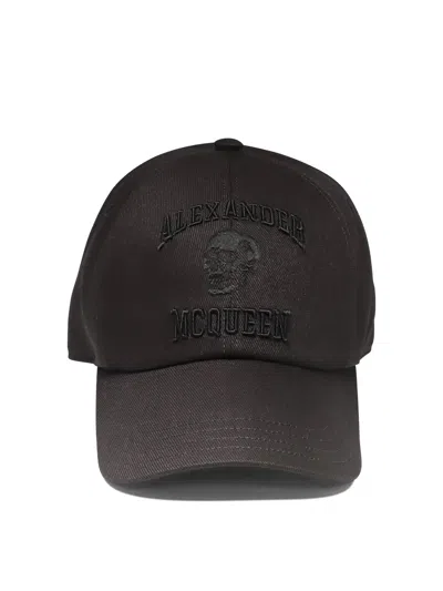 Alexander Mcqueen Men's "varsity Skull" Cap In Black
