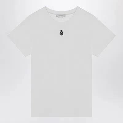 ALEXANDER MCQUEEN ALEXANDER MC QUEEN WHITE T SHIRT WITH SKULL EMBROIDERY