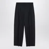 Alexander Mcqueen Alexander Mc Queen Wide Navy Blue Wool Trousers In Blue