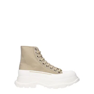 Alexander Mcqueen Alexander Mc Queen Women's Fabric Boots Beige In Brown