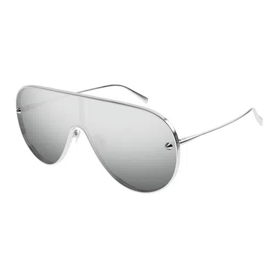 Alexander Mcqueen Gucci Black-black-grey Injection Sunglasses In Metallic