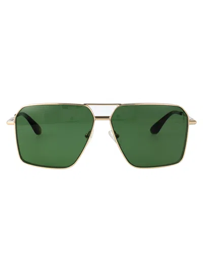 Alexander Mcqueen Gold-gold-green Metal Sunglasses In Brown