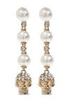 Alexander Mcqueen Skull And Pearl Earrings In Pale Gold Accessories In Gold