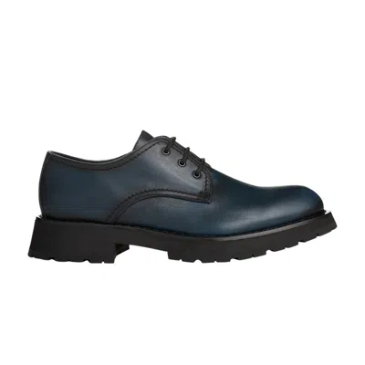 Pre-owned Alexander Mcqueen Burnished Derby Flat 'anthracite' | Blue | Men's Size 39