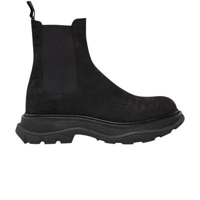 Pre-owned Alexander Mcqueen Chelsea Boot 'black Croc' | Men's Size 40.5