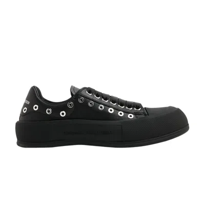 Pre-owned Alexander Mcqueen Deck Plimsoll 'black Eyelets' | Men's Size 40.5