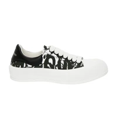 Pre-owned Alexander Mcqueen Deck Plimsoll 'graffiti - Black White' | Men's Size 42