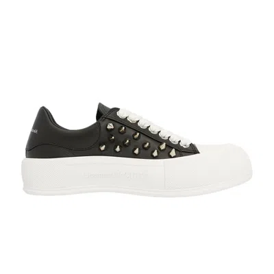 Pre-owned Alexander Mcqueen Deck Plimsoll 'studded - Black' | Men's Size 37