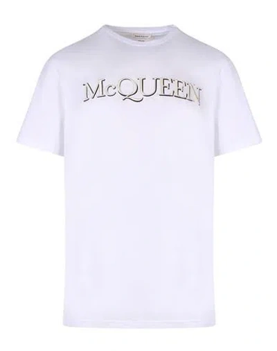 Alexander Mcqueen Embroidered Logo T-shirt Man T-shirt White Size Xl Cotton
