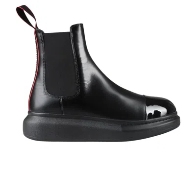 Pre-owned Alexander Mcqueen Hybrid Chelsea Boot 'black Red Patent Toe' | Men's Size 42