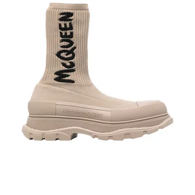 Pre-owned Alexander Mcqueen Knit Tread Slick Boot 'graffiti - Beige' | Brown | Men's Size 44