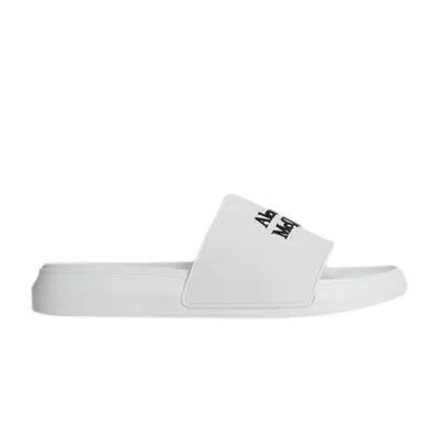 Pre-owned Alexander Mcqueen Logo Pool Slides 'white' | Men's Size 41