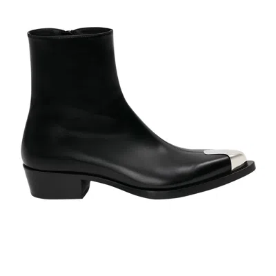 Pre-owned Alexander Mcqueen Punk Boot 'black Silver' | Men's Size 40.5