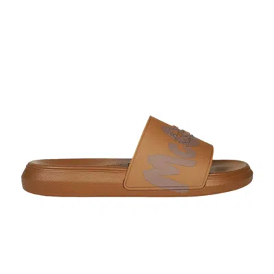 Pre-owned Alexander Mcqueen Rubber Pool Slide 'graffiti - Brown' | Men's Size 45
