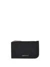 Alexander Mcqueen Black Pebbled Leather Card Holder With Zip In Black