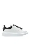 Alexander Mcqueen White Leather Sneakers With Black Leather Heel In White