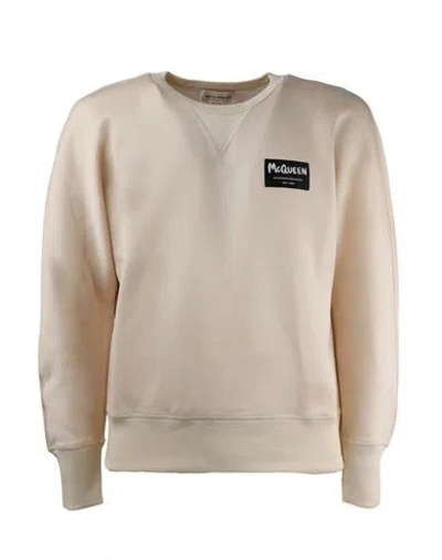 Alexander Mcqueen Sweatshirt Man Sweatshirt Beige Size Xs Cotton In Neutral