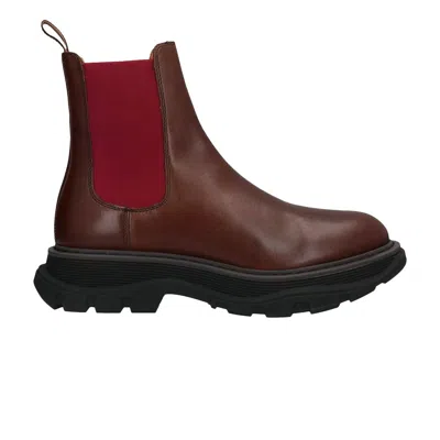 Pre-owned Alexander Mcqueen Tread Chelsea Boot 'chocolate Burgundy' | Brown | Men's Size 44.