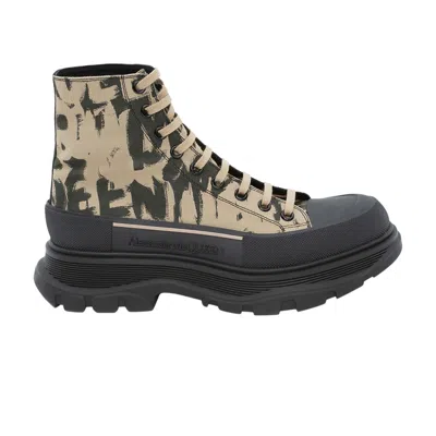Pre-owned Alexander Mcqueen Tread Slick Boot 'beige Black Graffiti' | Tan | Men's Size 41 In Brown