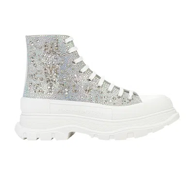 Pre-owned Alexander Mcqueen Tread Slick Boot 'spike Rhinestone' | White | Men's Size 43