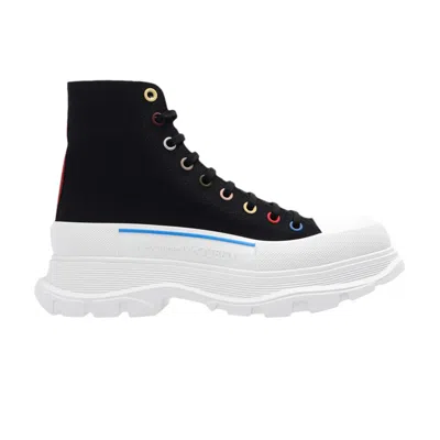 Pre-owned Alexander Mcqueen Tread Slick Boots 'black Multi-color Eyelets' | Men's Size 44