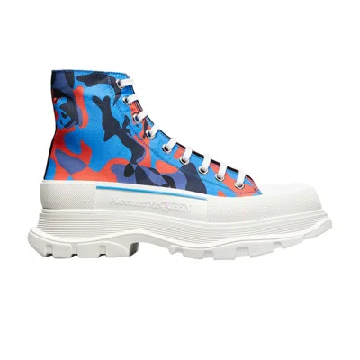 Pre-owned Alexander Mcqueen Tread Slick High 'blue Red Camo' | Men's Size 43