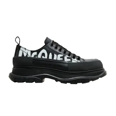 Pre-owned Alexander Mcqueen Tread Slick Lace-up 'graffiti Logo - Black White' | Men's Size 4