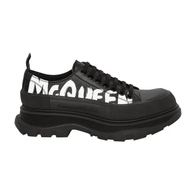 Pre-owned Alexander Mcqueen Tread Slick Lace Up 'mcqueen Graffiti Logo - Black' | Men's Size
