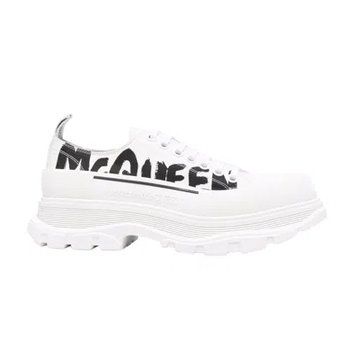 Pre-owned Alexander Mcqueen Tread Slick Lace Up 'mcqueen Graffiti Logo - White' | Men's Size