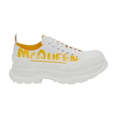 Pre-owned Alexander Mcqueen Tread Slick Lace-up 'white Pop Yellow' | Men's Size 40