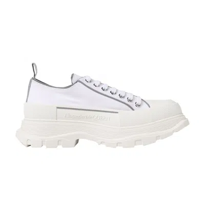 Pre-owned Alexander Mcqueen Tread Slick Lace Up 'white Silver' | Men's Size 40