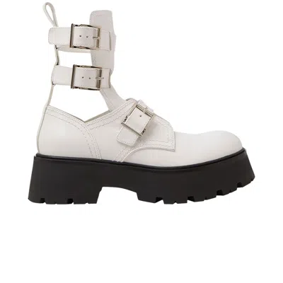 Pre-owned Alexander Mcqueen Wmns Buckle Fastening Ankle Boots 'white Black' | Women's Size 4