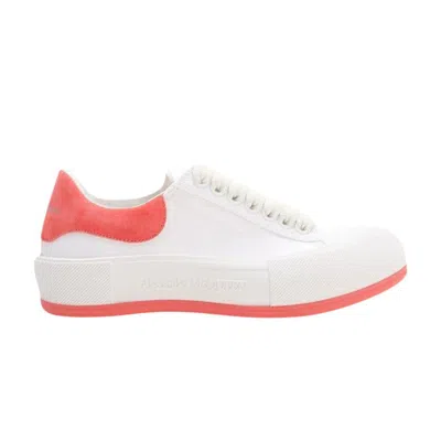 Pre-owned Alexander Mcqueen Wmns Deck Lace-up Plimsoll 'white Coral' | Women's Size 39