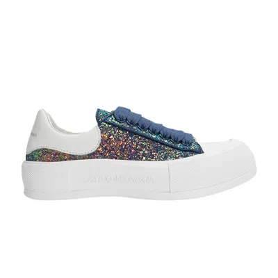 Pre-owned Alexander Mcqueen Wmns Deck Plimsoll 'glitter Petrol Blue' | Multi-color | Women's