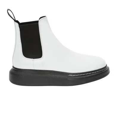 Pre-owned Alexander Mcqueen Wmns Hybrid Chelsea Boot 'white Black' | Women's Size 38.5