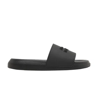 Pre-owned Alexander Mcqueen Wmns Logo Slides 'black' | Women's Size 35