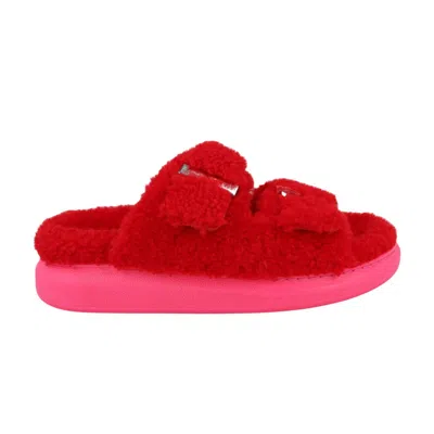 Pre-owned Alexander Mcqueen Wmns Oversized Hybrid Slide 'shearling Red Pink' | Women's Size