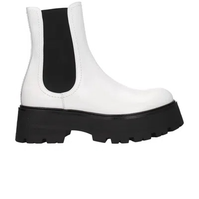 Pre-owned Alexander Mcqueen Wmns Rave Chelsea Boot 'white Black' | Women's Size 39
